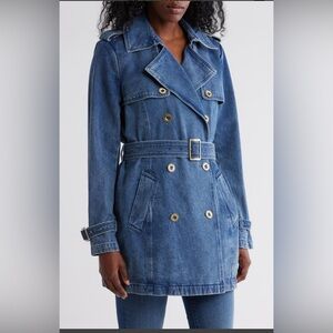 Double Breasted Denim Trench Coat